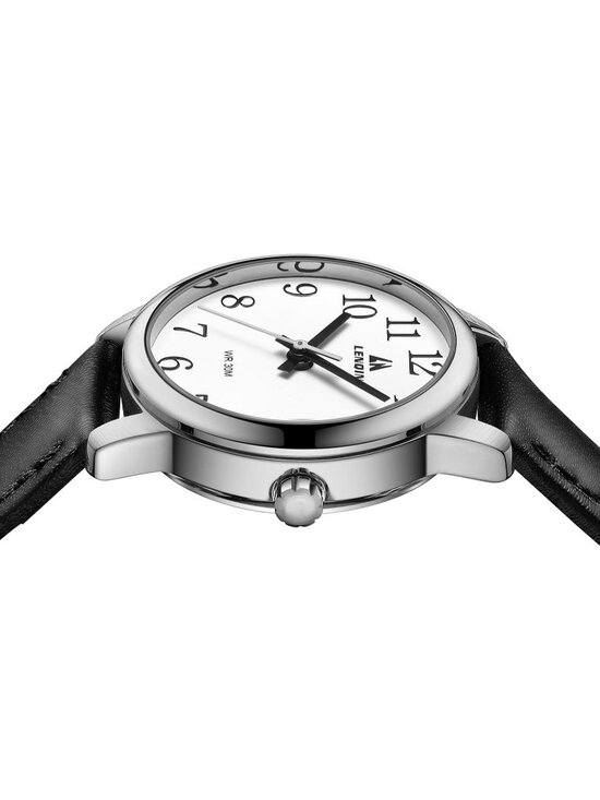 Women\'s Silver Black Leather Strap Analog Quartz Luminous Dial Waterproof Watch main image 4
